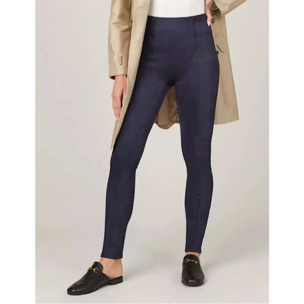 SPANX Faux Suede Navy Leggings (Petite)